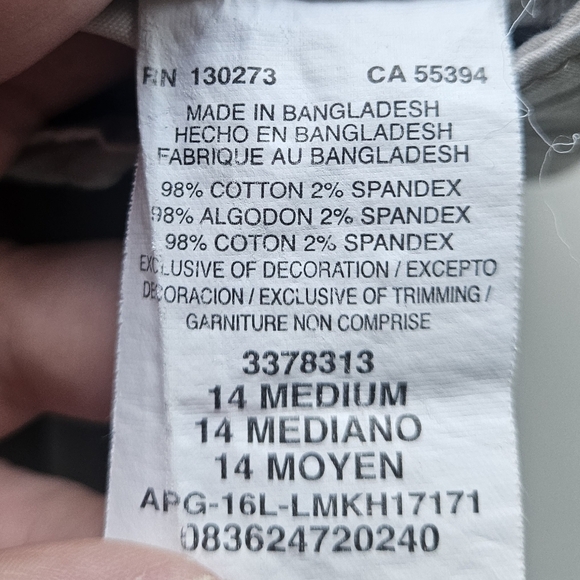 Lee Relaxed Fit Women's Size 14 Medium Beige Cropped Pants Cotton Blend - Picture 4 of 4